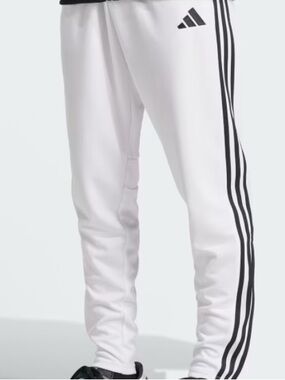 adidas White Track Pants with Black Side Stripes